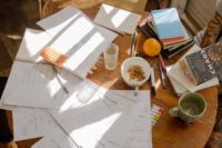 papers on a desk
